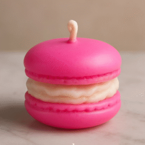 💖 Pink Macaron Candle – Sweet Indulgence in Wax