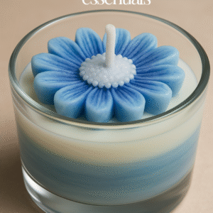 💙 Blue Daisy Candle – Fresh Bloom in a Glass