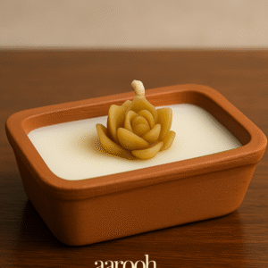 🌼 Terracotta Floral Candle – Rustic Elegance with a Bloom