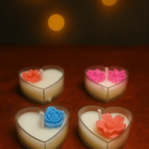 💖 Heart Blossom Candle Set – Glow with Love & Charm ( Set of 5 )