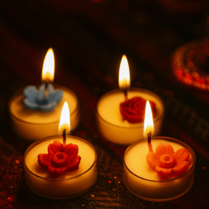 🌸 Floral Tealight Candle Set – Tiny Lights, Big Charm ( Set of 5 )