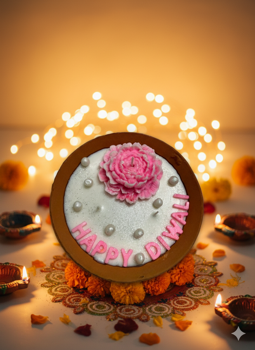 Pink Blossom Diwali  Candle