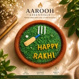 Happy Rakhi Cricket-Themed Handmade Soy Wax Candle